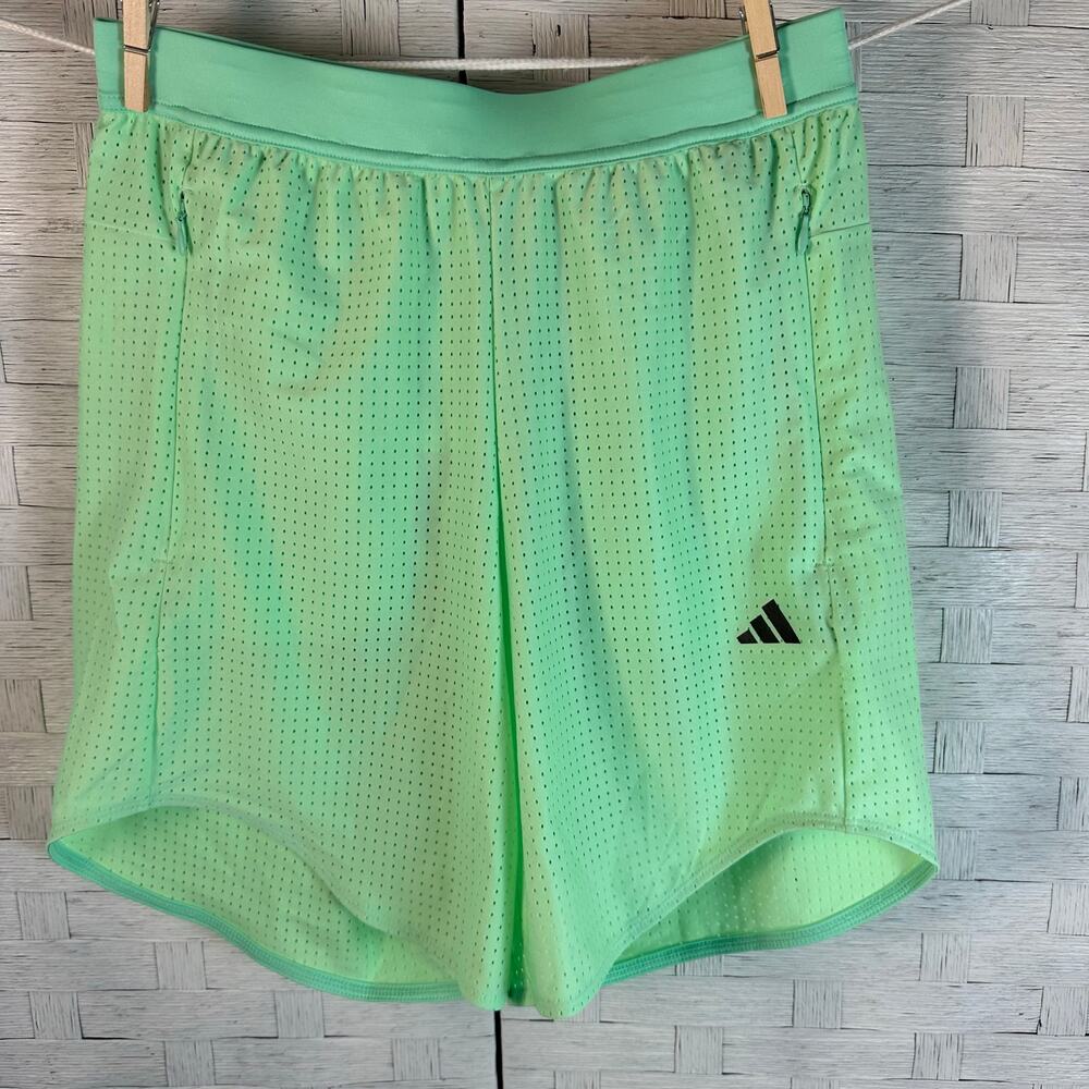 Adidas‎ men's shorts training, running workout easy green zip close pockets mash